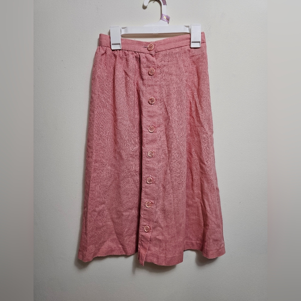 Russteen By Russ Girl Vintage 80s Pink Button-Front Women's Skirt‎